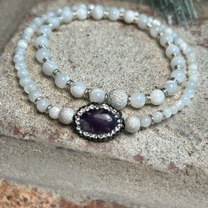 Chevron Amethyst Pave Crystal Anklet Set